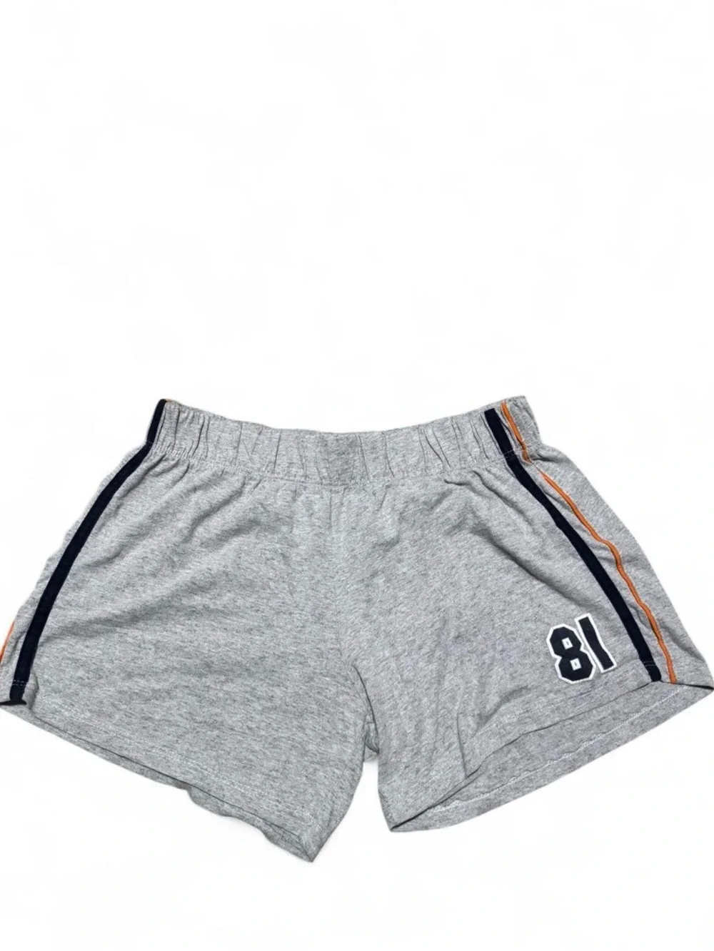 Women's Grey Athletic Lounge Shorts with Orange Trim